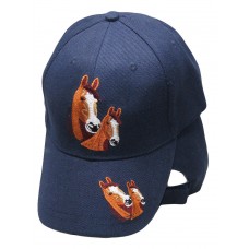 Horses Horse Head(s) Navy Blue Embroidered Cap Hat RAM  eb-46813216